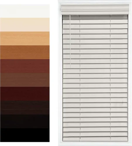 Vista 13 de TailorView Cortinas de ventana horizontales de madera personalizables sin cordón - Paletas de 2 pulgadas - Alabastro - Montaje interior o exterior.