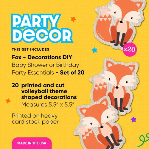 Vista 2 de Big Dot of Happiness Fox - Decoraciones DIY Baby Shower o fiesta de cumpleaños - Set de 20