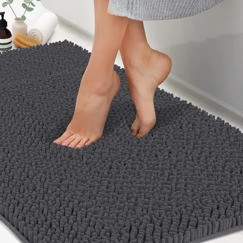 Vista 8 de Tapetes de baño pequeños de felpilla de 22 x 14 pulgadas, tapetes de baño absorbentes de felpa, de secado rápido, suaves y lavables a máquina