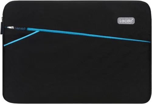 Vista 6 de Funda Lacdo de neopreno de 11-11.6 pulgadas para notebook, ultrabook, maletín, impermeable [con bolsillo de cierre exterior], Negro