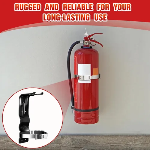 Vista 6 de Therwen Paquete de 2 soportes para extintor de incendios de 5 libras, soporte de pared de acero inoxidable para extintor de incendios para el hogar