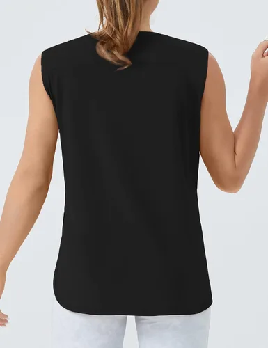 Vista 5 de THE GYM PEOPLE Camisetas sin mangas de entrenamiento para mujer, ajuste holgado, camisetas de algodón para correr