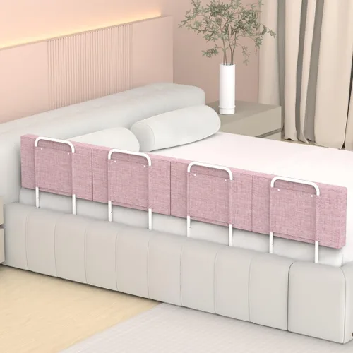 Vista 13 de Protectores de riel de cama para niños pequeños, rieles de cama ajustables con seguridad, rieles laterales de cama para cama individual, Gris