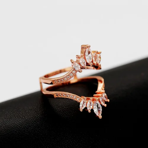 Vista 6 de Uloveido Y445 - Anillo de boda con circonita cúbica blanca AAA, talla marquesa