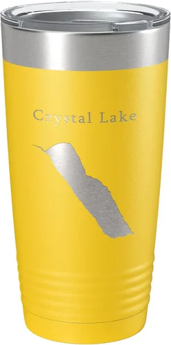 Vista 15 de Crystal Lake Map Tumbler Travel Mug Insulated Laser Engraved Coffee Cup Vermont 20 oz Black