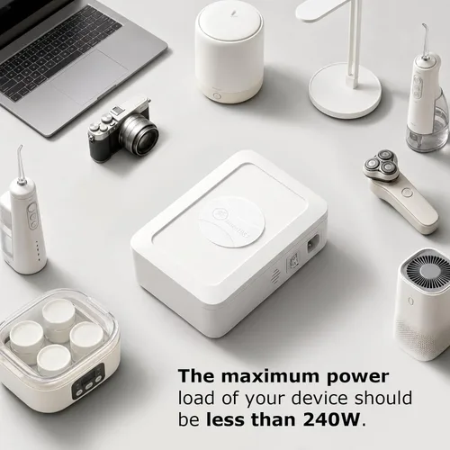 Vista 4 de SUNSHUN Convertidor de 110 V a 220 V Transformador de voltaje de 110 V/120 V a 220 V/240 V con 2 enchufes de salida para electrodomésticos de Europa