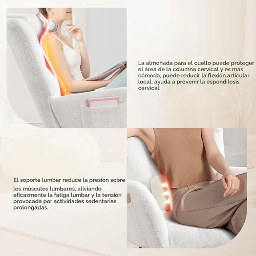 Vista 8 de Silla mecedora tapizada para guardería, mecedora tapizada con asiento acolchado con respaldo alto, silla auxiliar cómoda Beige