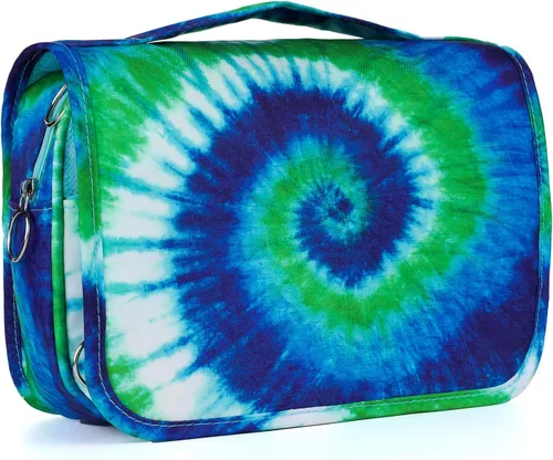 Vista 14 de Bolsa de aseo colgante de tie dye para niñas, bolsa de aseo de viaje para adolescentes, impermeable, para maquillaje y artículos de tocador, bolsa