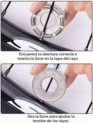 Vista 6 de Llave de radios para bicicleta, acero duro 8 en 1 endurecido llanta