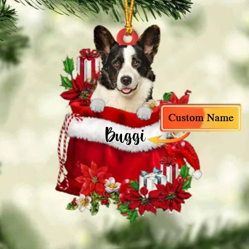 Vista 11 de Perro Akita Inu personalizado en bolsa de regalo, adorno de Navidad, nombre personalizado, regalo para amantes de los perros, familia, Navidad
