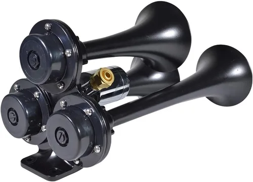 Vista 7 de Hornblasters Stealth Black Caboose - Bocina de aire de 12/24 voltios solamente - 3 trompetas - tono único