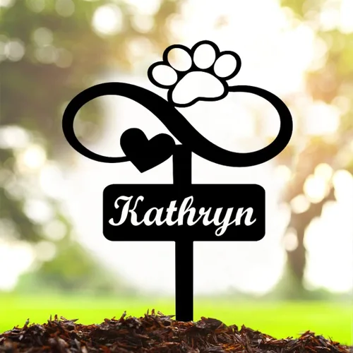 Vista 2 de Marcadores de tumbas para mascotas, marcadores conmemorativos para mascotas, placas de lápidas de metal para jardín, regalos personalizados
