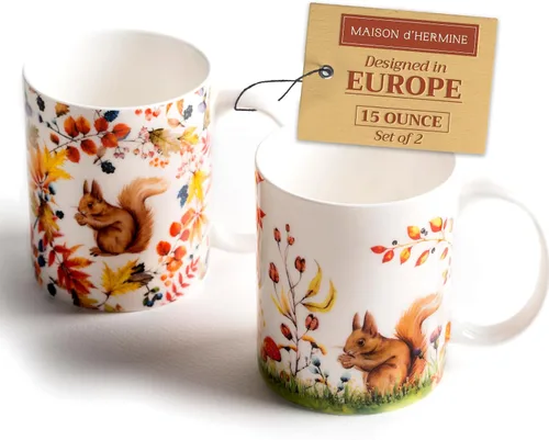 Vista 38 de Maison d' Hermine Taza de café con asas, tazas de porcelana fina de hueso, paquete de una taza de té para bebidas calientes, capuchino, latte