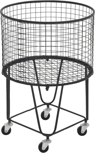 Vista 14 de Deco 79 CosmoLiving by Cosmopolitan - Carrito de almacenamiento cuadrado de metal con ruedas y asas, 16 x 16 x 24 pulgadas, color negro