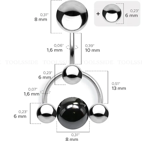 Vista 6 de Piercing de capucha para piercing genital Vch Piercing Vertical 0.49 oz Piercing de capucha para mujer Vch Jewelry Vertical Hood, Metal, Hematita