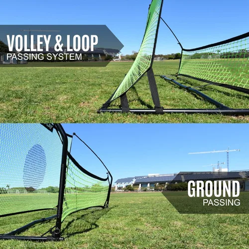 Vista 6 de QUICKPLAY TEKKERS TRAINER - Rebotador de fútbol, 6.5 x 4 pies y redes de paso de tierra de 6.5 x 1.5 pies, acero aleado, fibra de vidrio, negro