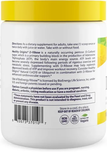 Vista 3 de Healthy Origins D-Ribosa en polvo (BioEnergy, sin OMG, sin gluten, apoyo energético, soporte cardíaco), 10.6 onzas