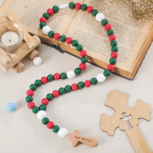 Vista 20 de Misdary Rosario de Bebé Regalo de Bautismo de Silicona Dios Bendiga a los Niños Primer Rosario con Cruz Suministros para Fiesta de Bautismo del 1er