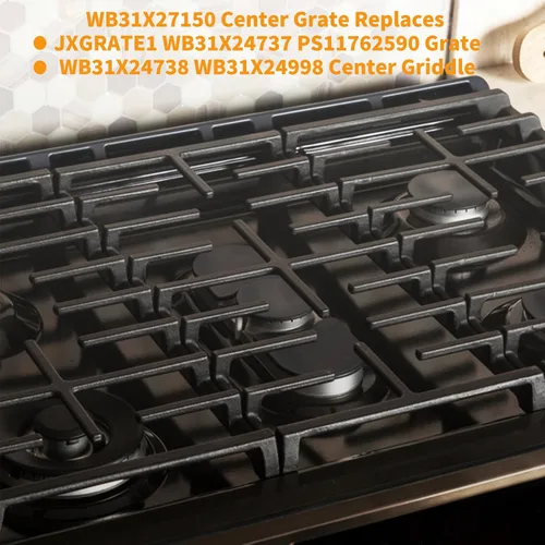 Vista 6 de WB31X27150 Reemplazo de rejilla central para piezas de estufa GE 19.3" x 9.1" JXGRATE1 WB31X24737 Rejilla de parrilla de gas de hierro fundido