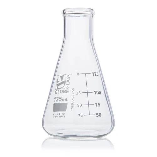Vista 6 de Erlenmeyer - Frasco de vidrio, 0.8 fl oz, boca estrecha, graduaciones dobles, vidrio de borosilicato 3.3, ASTM E1404, 12/caja