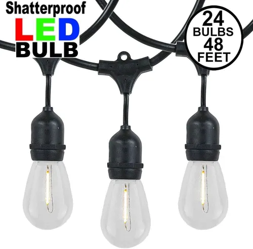 Vista 2 de Novelty Lights Tira de luces LED para patio al aire libre de 48 pies, color negro (Black Wire)