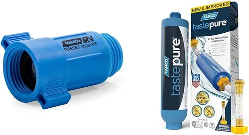 Vista 13 de Camco Tastepure - Filtro de agua para autocaravana, filtro de agua avanzado en línea con protector de manguera flexible, filtración GAC y KDF
