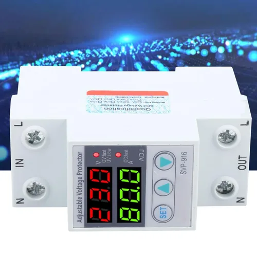 Vista 6 de Protector de voltaje ajustable de 100‑130 VCA con función de reinicio de retardo y consulta de fallas y función de restablecimiento de fábrica