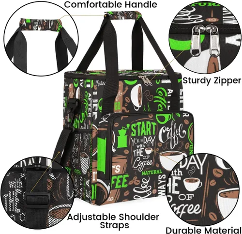 Vista 3 de Green Start Your Day - Bolsa de transporte para cafetera, bolsa de almacenamiento de viaje para cafetera, compatible con K-Mini o K-Mini Plus, b-7