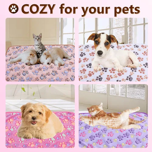 Vista 7 de DOOVID Manta para mascotas, suave y esponjosa de forro polar para mascotas, manta de franela para perros y gatos, manta para mascotas con estampado
