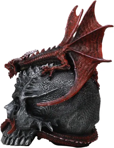 Vista 3 de Ebros Gift Infección T-Virus Calavera Zombie con Dragón Rojo Bio Evil Wyvern Dragón Decorativo Joyero Figurita Fantasía Calabozos y Dragones Arte