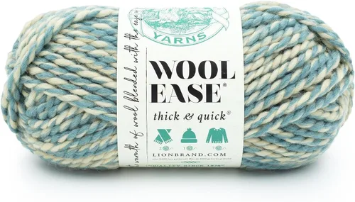 Vista 151 de Lion Brand Yarn - Ovillo de lana Wool-Ease Thick & Quick color fuerza aérea Super Bulky Wool Acrylic Blend Fiber for Soft Hats, Sweaters, Chunky