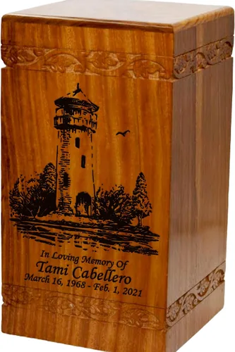 Vista 16 de Urna de cremación de madera, urna funeraria humana de gran tamaño con personalización (mariposas)