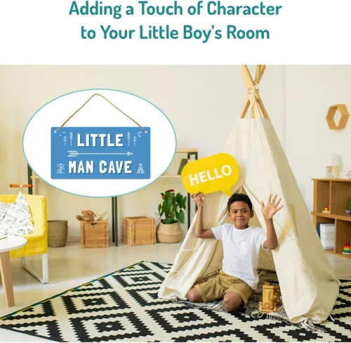 Vista 4 de Letrero Little Man Cave, 12″x6″ Decoración de Pared Colgante de Plástico PVC, Impresión de Alta Precisión, Resistente al Agua, Letrero de Puerta