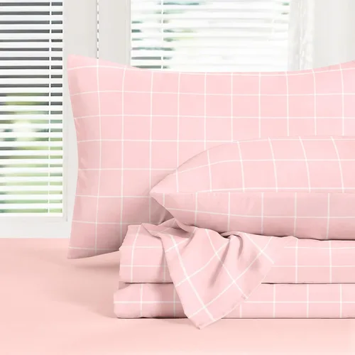 Vista 12 de Wake In Cloud - Sábanas geométricas, juego de sábanas de 4 piezas, juego de sábanas de cuadros a cuadros a cuadros a cuadros, ropa de cama estética