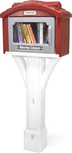 Vista 4 de Simplay3 Biblioteca compartida para uso al aire libre, Little Sharing Library para vecindarios, parques y escuelas - Marrón, fabricado en EE. UU