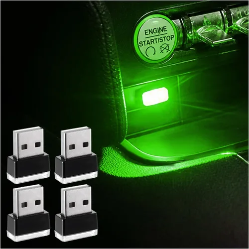 Vista 15 de Augeny 4 PCS Lámpara de Atmósfera Interior de Coche LED USB, Luz Nocturna Decorativa Enchufable USB, Kit de Iluminación Ambiental Portátil para 2