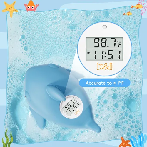 Vista 5 de b & h - Termómetro de baño para bebé, termómetro digital de temperatura del agua de tiburón