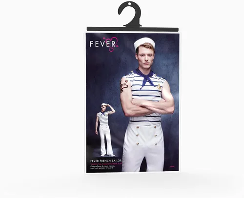 Vista 5 de Fever Masculino Francés Marinero Disfraz Mens (Francés, Sailor)