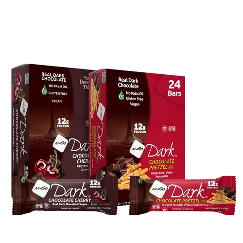 Vista 11 de NuGo Dark, caja variada de muestra, barra de proteínas veganas de 0.47-0.31 onzas, sin gluten, 12 CT