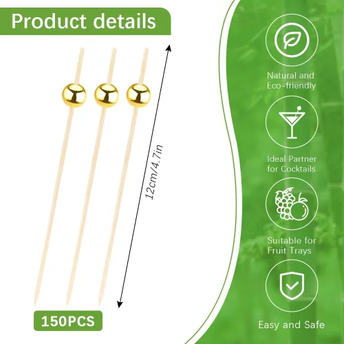 Vista 2 de Hoosmoon Palillos de dientes con sabor a aperitivos, 150 palillos de alimentos, palillos de dientes de madera y bambú de 4.7 pulgadas, tableros