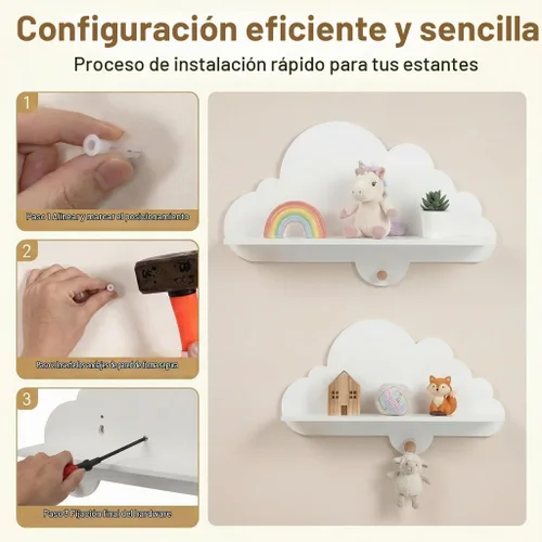 Vista 4 de GLACER Juego de 2 estantes de madera para habitación del bebé