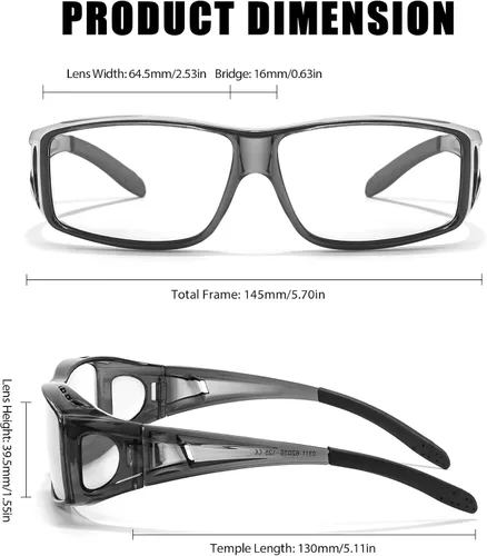 Vista 3 de LVIOE Fit Over Blue Light Blocking Glasses and Computer Eyewear- Wear Over Prescription Glasses/Reading Glasses/RX Glasses