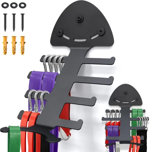 Vista 5 de Exercise Resistance Band Rack, Resistance Bands Storage Hanger Gym Equipment Organizer Rack for Pull Up Bands, Multi-Purpose Gym Equipment Storage