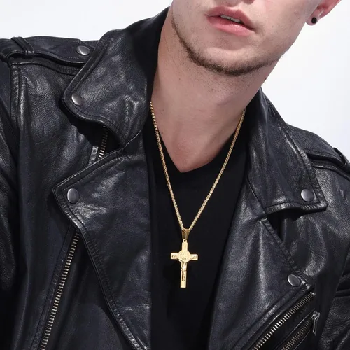 Vista 2 de U7 Russian Orthodox Cross PendantPraying HandsIchthys Sign for Men Women Stainless Steel 18K Gold Plated Jesus Pendant Christian Religious Necklaces