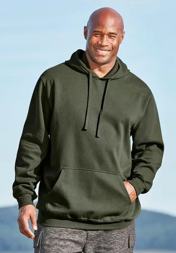 Vista 5 de KingSize Sudadera con capucha de forro polar grande y alta para hombre Negro