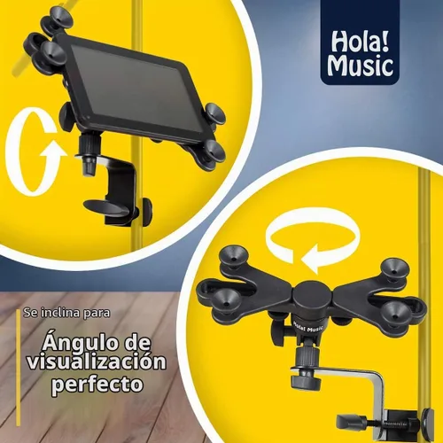 Vista 5 de ¡Hola! HM-MTH, soporte para tableta, micrófono y celular, para aparatos con pantallas de 6 a 15 pulgadas