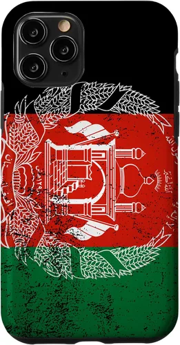 Vista 28 de iPhone 11 Pro Max Grunge bandera de Afganistán Vintage South Asia Pashto Dari estuche de regalo