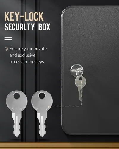 Vista 7 de Uniclife Gabinete de llaves de 20 posiciones con cerradura de llave montada en la pared, caja de almacenamiento de seguridad negra, organizador
