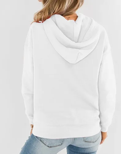 Vista 3 de Bingerlily - Sudadera informal con capucha para mujer, de manga larga, color liso, ligera, holgada, con bolsillo
