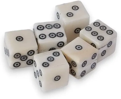 Vista 2 de D6 Juego de 6 dados vikingos/medievales para apuestas (9/16 pulgadas o 0.551-0.591 in) de grosor (hueso, 0.551 in)